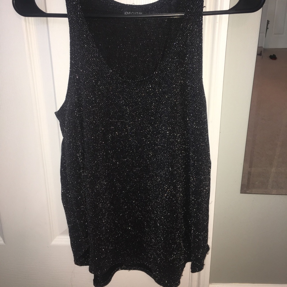 Black and Silver Racerback Tank Top